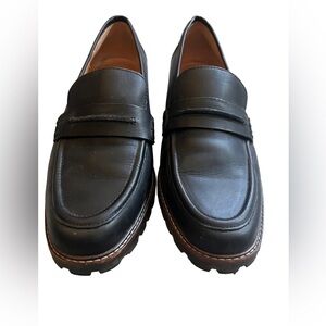 Madewell Black Leather Penny Loafers with Chunky Sole